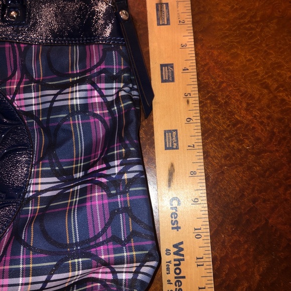 Coach Navy Plaid Tote - Picture 7 of 7